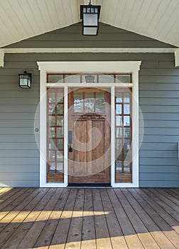 Exterior shot of a Wooden Front Door