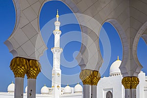 Exterior and side view of the Abu Dhabi`s Mosque - Sheikh Zayed Mosque