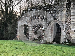 Exterior of Spofforth Castle in Yorkshire, England UK