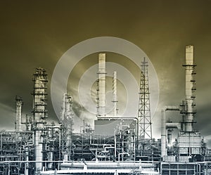 Exterior structure of oil refinery plant in heavy petro chemical photo
