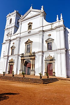 Exterior of the Sé Catedral de Santa Catarina in Goa Velha, Panjim, Goa, India
