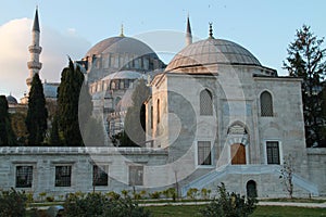 Exterior of SÃ¼leymaniye mosque in Istanbul, Turkey