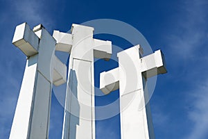 Exterior of the Three Crosses at the Three Crosses hill in Vilnius, Lithuania.