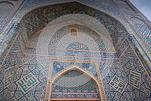 Exterior of Tilya Kori Mosque and Madrasah located in Registan Square