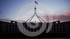 Exterior time lapse Parliament House, Canberra Australia