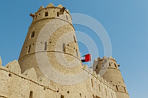 Exterior and towers of the Al Jahili Fort in Al Ain, Abu Dhabi, United Arab Emirates