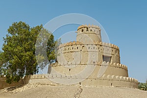 Exterior and towers of the Al Jahili Fort in Al Ain, Abu Dhabi, United Arab Emirates