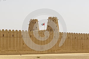 Exterior and towers of the Al Jahili Fort in Al Ain, Abu Dhabi, United Arab Emirates