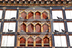 Exterior of Trashigang dzong monastery in Trashigang, Eastern Bhutan, Bhutan