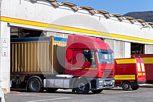 Exterior of truck service garage