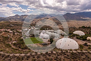 Exterior of the University of Arizona Science campus, Biosphere 2 in Oracle, Arizona.