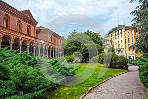 The exterior of the University of Milan. University of Milan is based in famous La Ca Granda