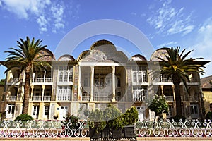 Exterior veiw of the historic Persian buildin in the Eram garden in Shiraz, Iran.