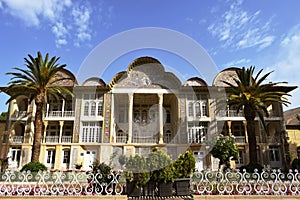 Exterior veiw of the historic Persian buildin in the Eram garden in Shiraz, Iran. photo