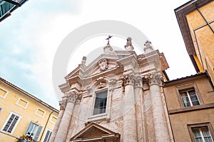 Exterior view of the baroque building of San Giorgio, Saint George in Siena, Italy