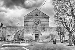 Exterior view of the Basilica of Saint Clare, Assisi, Italy