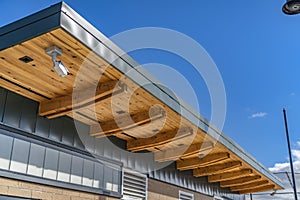 Exterior view of a building against vivid blue sky on a sunny day