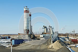 Exterior view of a cement factory.