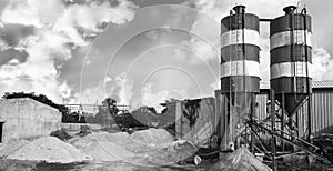 Exterior view of a cement factory, India