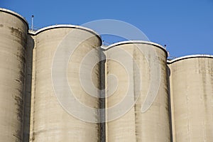 Exterior view of a cement factory, Silos for storage