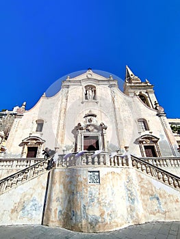 Exterior view of the Chiesa di San Giuseppe in Taormina, Italy.