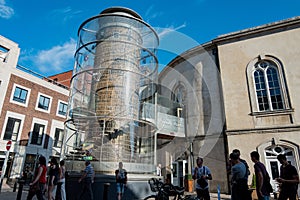 Exterior view of The Church with the glass sprial stairs