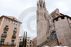 Exterior view of the Church of San Felix or Sant Feliu in Girona, Spain