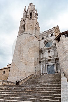 Exterior view of the Church of San Felix or Sant Feliu in Girona, Spain