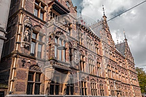 Exterior view of the Department of Justice building in Den Haag, Netherlands