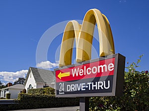 Exterior view of the famous Mcdonald Drive Thru sign