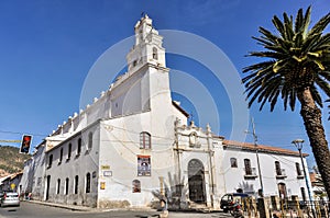 Exterior view of Felipe Neri monastery in Sucre, Bolivia