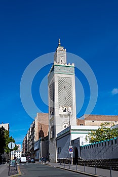 Exterior view of the Grand Mosque of Paris, France