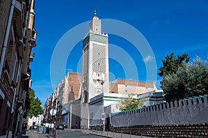 Exterior view of the Grand Mosque of Paris, France