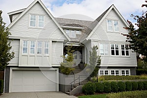 Exterior View of a Gray Custom Built Home in British Columbia