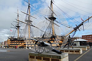 Exterior view of the HMS Victory in harbor in Portsmouth, Hampshire, England, United Kingdom photo