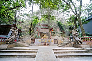 Exterior view of the hundred Buddha cave of Dinghu Mountain National Nature Reserve