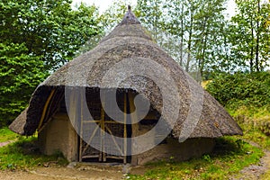 Exterior view of Iron age hut on Isle of Arran, Scotland