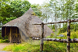 Exterior view of Iron age hut on Isle of Arran, Scotland