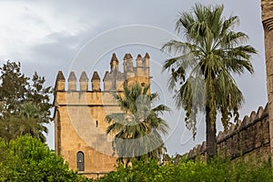 Exterior view at the Lions towers on Alcazar of the Christian Monarchs fortress or Alcazar of Códoba, a medieval alcÃ¡zar