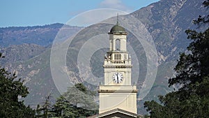 Exterior view of the Memorial Chapel in University of Redlands