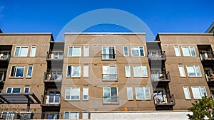 Exterior view of multifamily residential building; Mountain View, San Francisco bay area, California