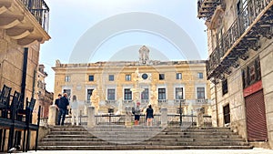 Exterior view of the Palazzo Pretorio in Palermo, Sicily, Italy.