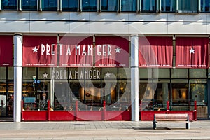 Exterior view of a Pret A Manger sandwich restaurant, Paris, France