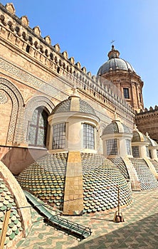 Exterior view of the rooftop of the cathedral church of the Roman Catholic Archdiocese of Palermo.