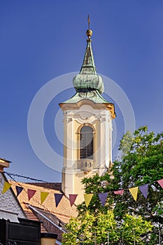 Exterior view of the Serbian Orthodox church located in Szentendre, Hungary