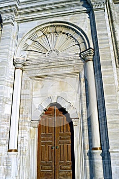 Exterior view of the side door of the Nuruosmaniye Mosque in Istanbul
