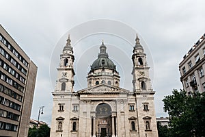 Exterior view of St Stephen Basilica in Budapest