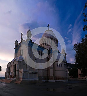 Exterior view to Cathedrale Notre Dame d`Afrique at Algiers, Algeria