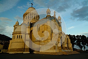 Exterior view to Cathedrale Notre Dame d`Afrique at Algiers, Algeria