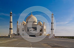 Exterior view to Friendly Fatima Zahra mosque aka copy of Taj Mahal, Kuwait photo